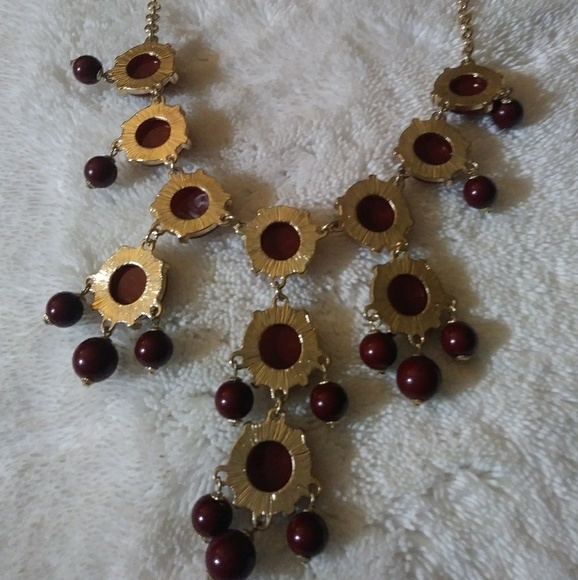 Gorgeous Gold and Burgundy Bubble Necklace❤ - Picture 3 of 4